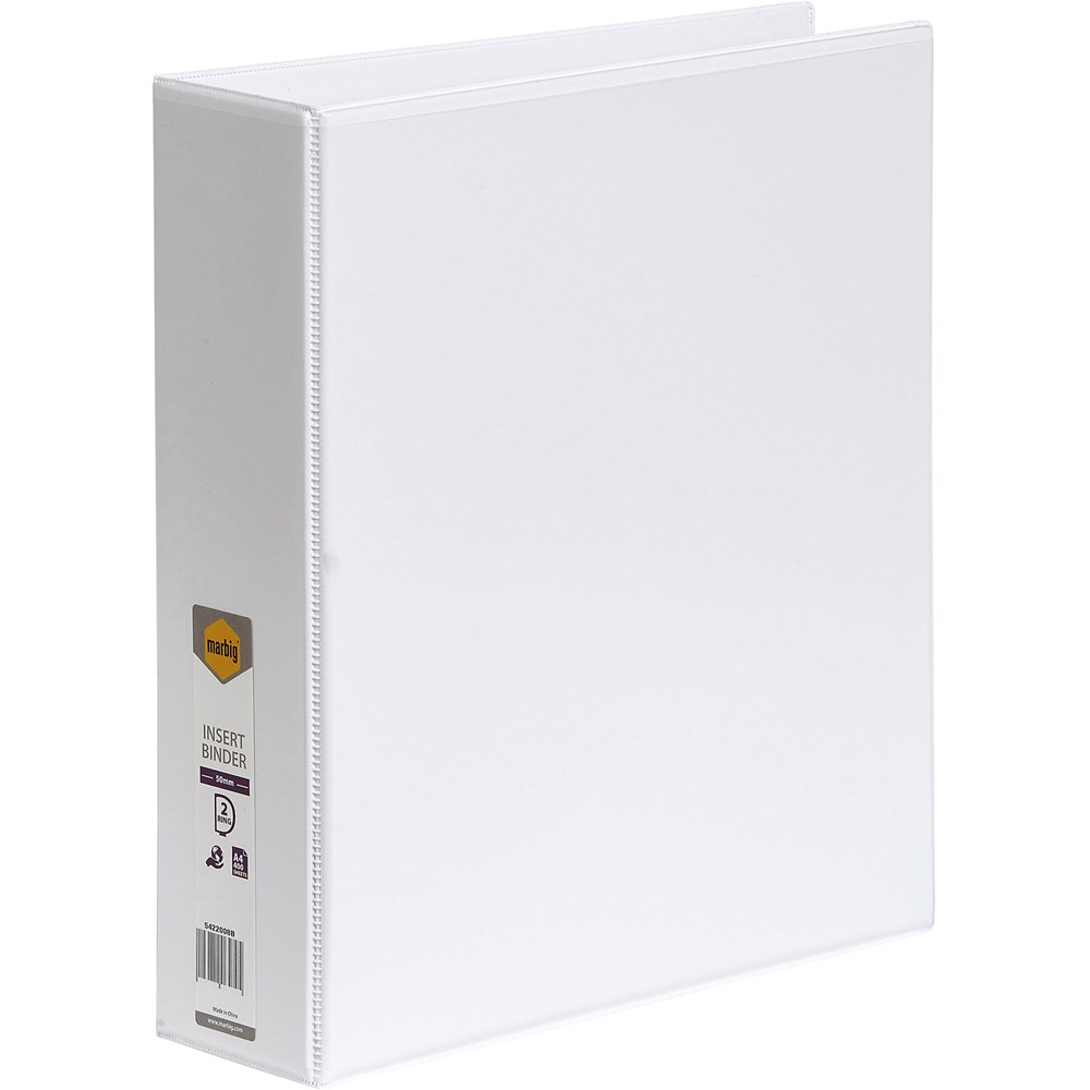 Binders & Folders - MARBIG CLEARVIEW INSERT BINDER A4 2D Ring 50mm White -  Your Home for Office Supplies & Stationery in Australia