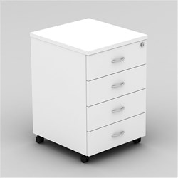 OM Mobile Pedestal 4 Drawer 468W x 510D x 685mmH All White