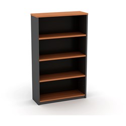 OM Bookcase 900W x 320D x 1500mmH 3 Shelf Cherry And Charcoal