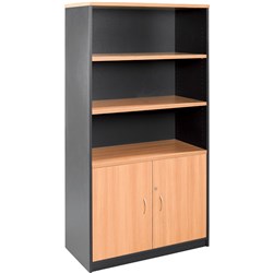 OM Half Door Storage Cupboard 900W x 450D x 1800mmH Beech And Charcoal