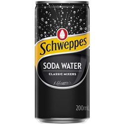 Schweppes Soda Water Classic Mixers 200ml Can Pack Of 24