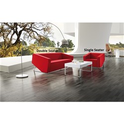 Cube Lounge 3 Seater 1980W x 720D x 880mmH Red Leather