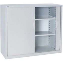 Rapidline Go Tambour Door Cupboard Includes 2 Shelves 900W x 473D x 1016mmH White