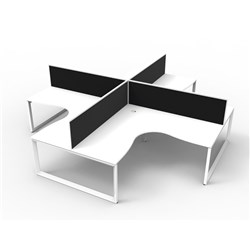 Rapidline Deluxe Infinity Loop Leg Corner Workstation+Screen 4 Person 3630/3630mmW Wht/Wht