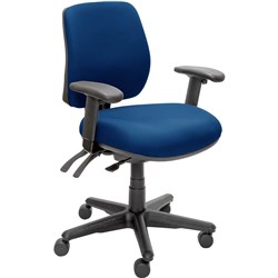 Buro Roma Mid Back Task Chair 3 Lever With Arms Blue Fabric Seat And Back