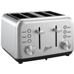 Nero 4 Slice Toaster Classic Style Stainless Steel