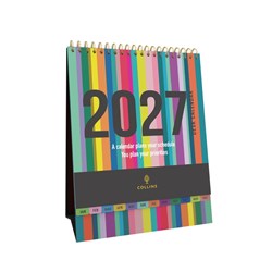 Collins Desktop Calendar 175 x 220mm Month To View Edge Rainbow