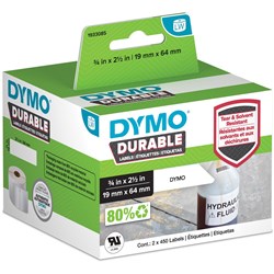 DYMO LabelWriter Durable Industrial Labels 19mm x 64mm 900 Labels White