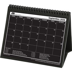 Sasco Desk Calendar 210 x 180mm Month To View Black And White