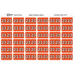 Avery Side Tab 23 Year Code Label 25x38mm Dark Orange Pack Of 180
