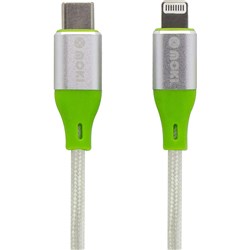 Moki Braided Type-C To Lightning SynCharge Cable 90cm Silver