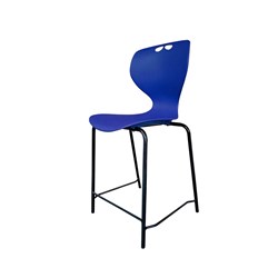 Sylex Roswell 4 Leg Stool 650mmH Plastic Blue Seat Steel Black Frame