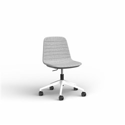OLG Sofia Office Chair Gas Lift White Base Grey Mist Fabric Seat And Back