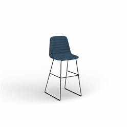 OLG Sofia Barstool Black Sled Base Steel Blue Fabric Seat
