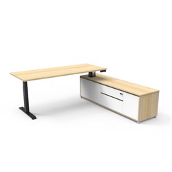 Rapidline Boost+ Executive Desk + RHS Cabinet 2020W x 1936D x 620-1270mmH Oak/Black