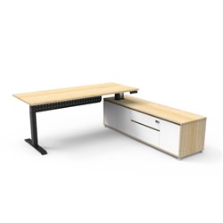 Rapidline Boost+ Executive Desk + RHS Cabinet+Panel 2020W x 1936D x 620-1270mmH Oak/Blk