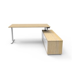 Rapidline Halo+ Executive Desk + RHS Cabinet 2020W x 2011D x 620-1270mmH Oak/White