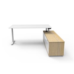 Rapidline Halo+ Executive Desk + RHS Cabinet 2020W x 2011D x 620-1270mmH White/White