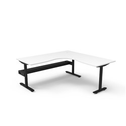 Rapidline Halo Static Corner Workstation + Tray 1800/1800W x 750D x 730mmH White/Black