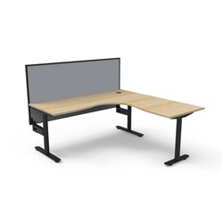 Rapidline Halo Static Corner Workstation + Screen 1800/1800W x 1330mmH Oak/Black