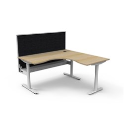 Rapidline Halo Static Corner Workstation + Screen + Tray 1500/1500W x 1330mmH Oak/White