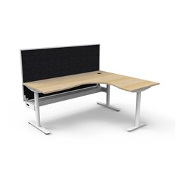Rapidline Halo Static Corner Workstation + Screen + Tray 1800/1500W x 1330mmH Oak/White