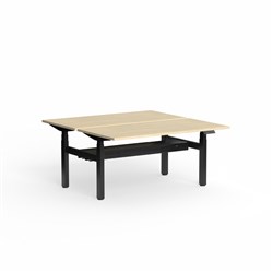 OLG Klass Elec Height Adjust DS Desk Scallop Top+Tray 1500W x 1500D x 620-1270mmH Oak/Blk