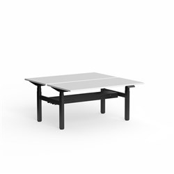 OLG Klass Elec Height Adjust DS Desk Scallop Top+Tray 1500W x 1500D x 620-1270mmH Wht/Blk