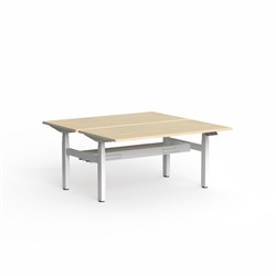 OLG Klass Elec Height Adjust DS Desk Scallop Top+Tray 1500W x 1500D x 620-1270mmH Oak/Wht