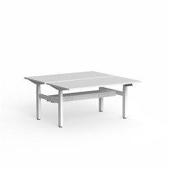 OLG Klass Elec Height Adjust Double Sided Desk + Tray 1500W x 1500D x 620-1270mmH Wht/Wht