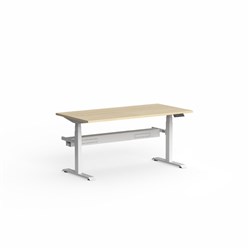 OLG Klass Elec Height Adjust Desk+Tray Scallop Top 1600W x 750D x 620-1270mmH Oak Matt/Wh
