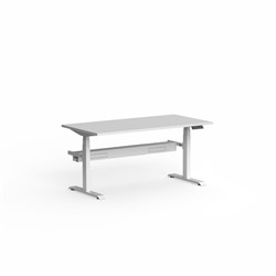 OLG Klass Elec Height Adjust Desk+Tray Scallop Top 1600W x 750D x 620-1270mmH White/White