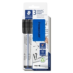 Staedtler Lumocolor Compact Whiteboard Marker Set Bullet 1-2mm + Eraser Black Pack Of 2