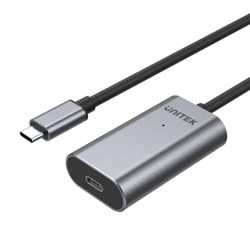 Unitek USB-C Active Extension Cable Transfers Up To 5 Metres Grey