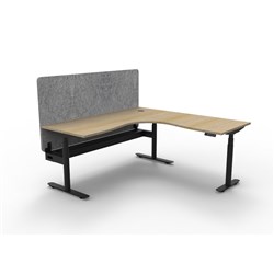 Rapidline HALO+ Corner Workstation Grey Eco Screen + Tray 1800/1800W Oak/Black