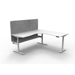 Rapidline HALO+ Corner Workstation Grey Eco Screen + Tray 1800/1800W White/White