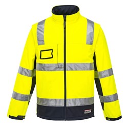 Huski Chassis Hi-Vis 2-in-1 Contrast Softshell Jacket 3 Layer XL Yellow And Navy