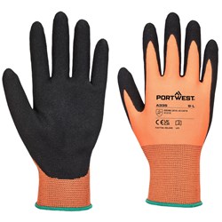 Portwest NPR15 Dermi-Grip Nitrile Sandy Gloves Medium Orange And Black