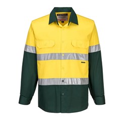 Portwest Hobart Hi-Vis Lightweight Contrast Shirt Long Sleeve 2XL Yellow/Green