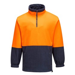 Portwest Hi-Vis Contrast 1/4 Zip Class D Polar Fleece Jumper XL Orange And Navy