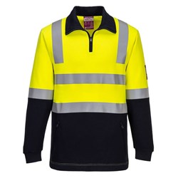 Portwest Modaflame Fire Resistant Day Night Brushed Fleece Jumper S Yellow/Navy
