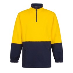 Portwest Hi-Vis Contrast 1/4 Zip Class D Brush Fleece Jumper 4XL Yellow And Navy
