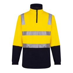 Portwest Hi-Vis Contrast 1/4 Zip Brush Fleece Jumper With Tape 5XL Yellow And Navy