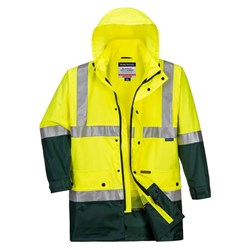 Portwest Eyre Hi-Vis Contrast Rain Traffic Jacket 3XL Yellow And Green