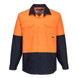 Portwest Canberra Hi-Vis Contrast Lightweight Class D Shirt Long Sleeve L Orn/Navy