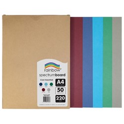 Rainbow Spectrum Board A4 220gsm Cool Assorted 50 Sheets