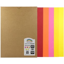 Rainbow Spectrum Board A3 220gsm Warm Assorted 50 Sheets