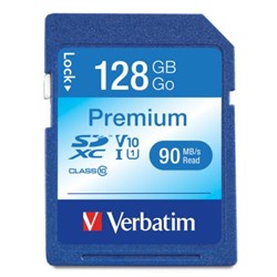 Verbatim Premium SDXC Memory Card Class 10 USH-I 128GB Blue