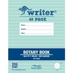 Writer Botany Book QLD Year 1 225 x 175mm 24mm Ruled With Red Margin 48 Page