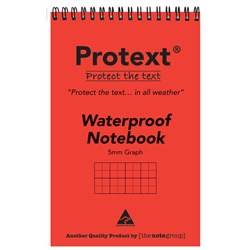 Protext Waterproof Graph Notebook A6 5mm Grid 50 Sheet Top Opening Red